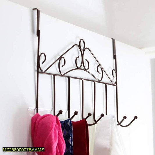 Black Iron Over-the-Door Coat Hanger with 6 Hooks