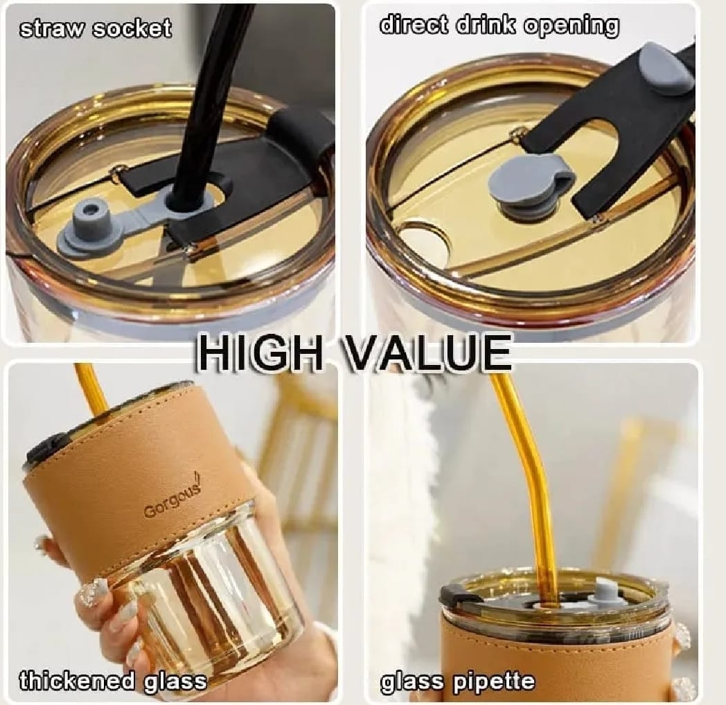 stylish 300ml reusable glass coffee mug.