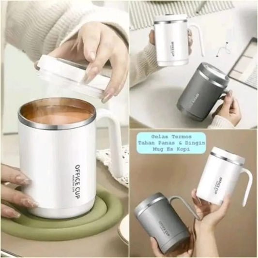 Office Cup: 500ml Double-Walled Stainless Steel Coffee Mug